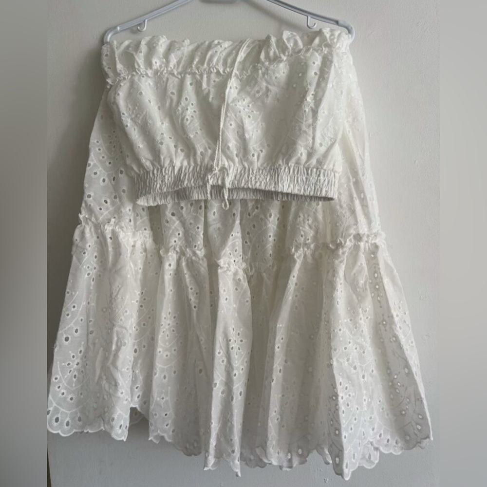 Boho White Eyelet Tassel Ruffle Maxi Skirt - Picture 8 of 8